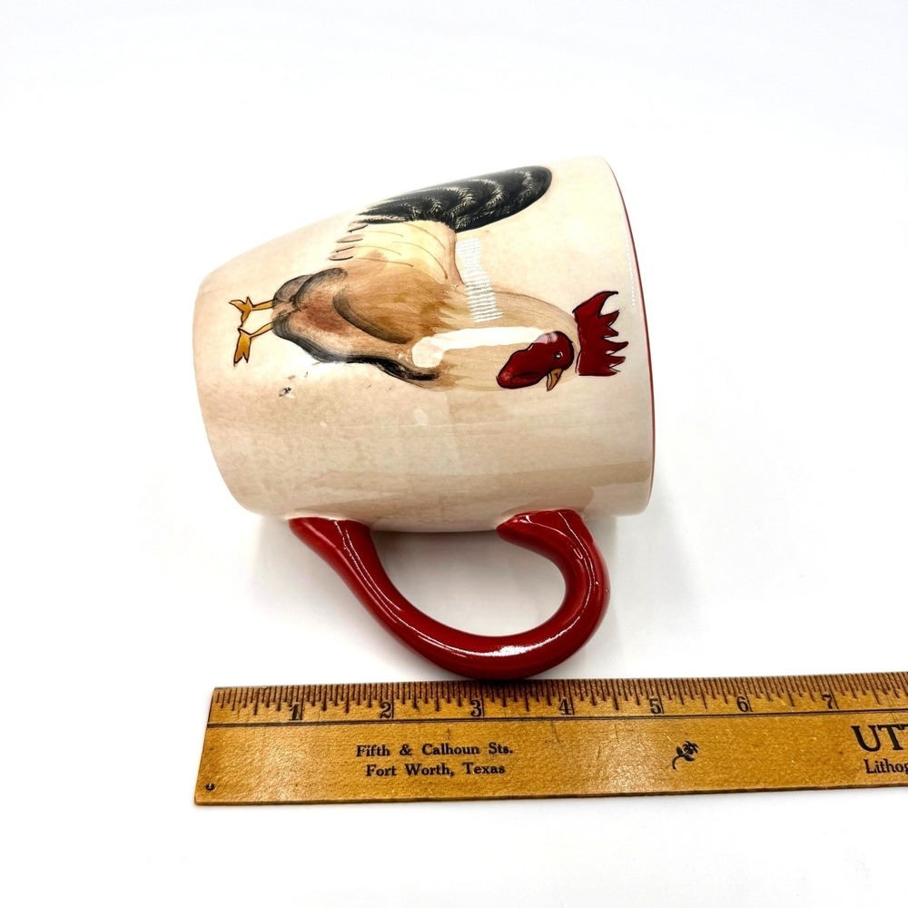 Oneida Rooster Coffee Mug Cream Red Ceramic Farmhouse Country Chicken Tea Cup - Picture 6 of 7